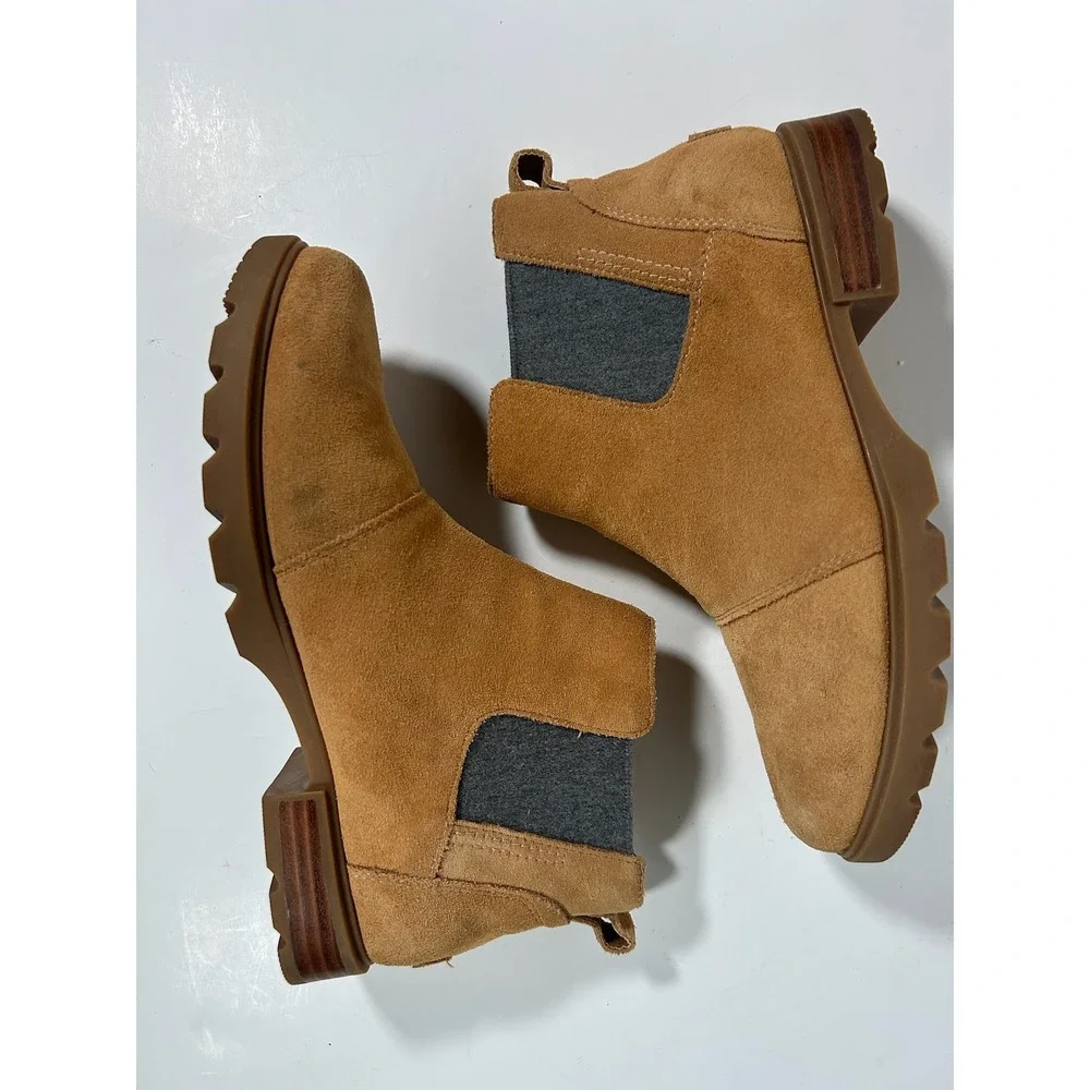 Sorel Emelie II Chelsea Boots Womens 9.5 Brown Suede Waterproof NL5018-253